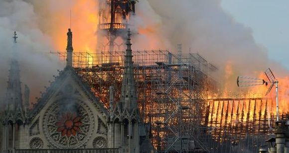 Notre Dame Cathedral burning on April 15, 2019