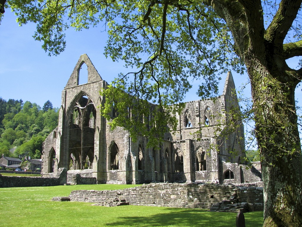 Ruins of Tintern Abbey (built in 1131) on the Wye River in Wales, photo Margaret Rodenberg